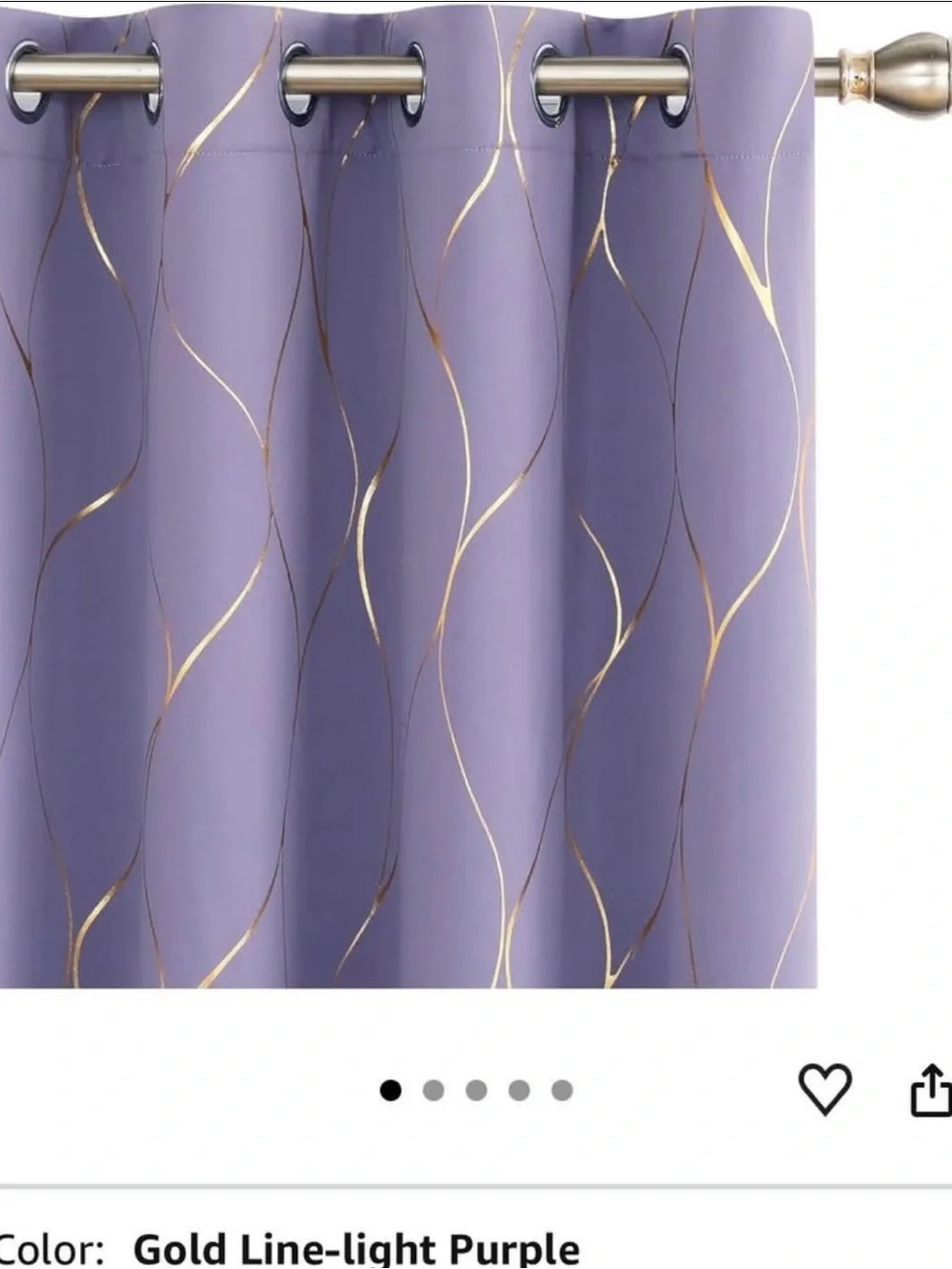 Purple Wave Pattern Grommet Window Curtains gold accents Blackout